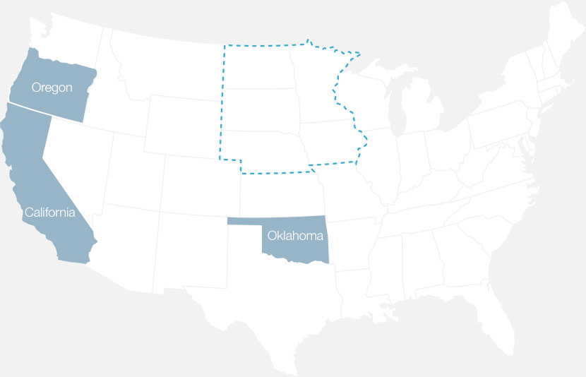 US map of Sanford Health